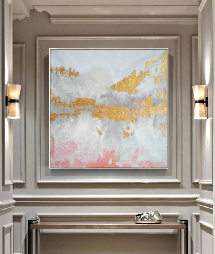 White Hand-painted Leaf Modern Abstract Canvas Artwork YCM9B